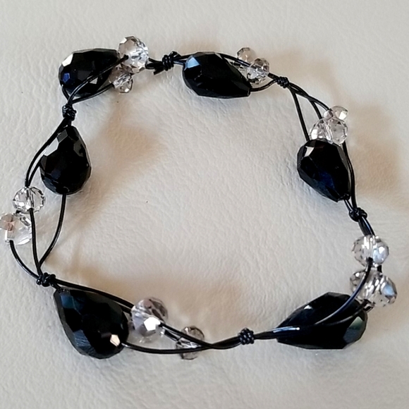 Vintage Glass And Crystal Beaded Stretch Bracelet - Picture 11 of 12